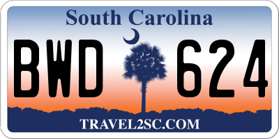 SC license plate BWD624