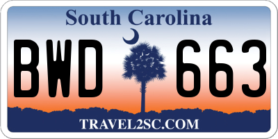 SC license plate BWD663