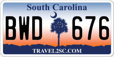 SC license plate BWD676