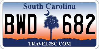 SC license plate BWD682