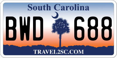 SC license plate BWD688