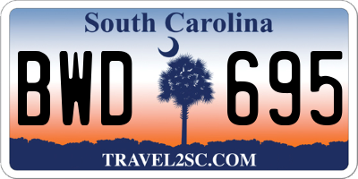 SC license plate BWD695