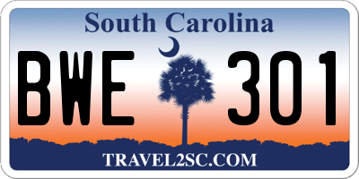 SC license plate BWE301