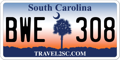 SC license plate BWE308
