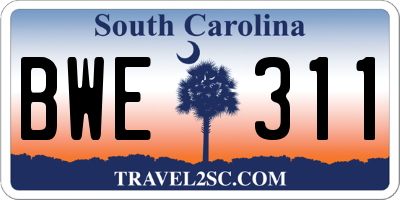 SC license plate BWE311