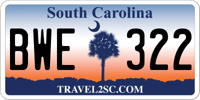 SC license plate BWE322