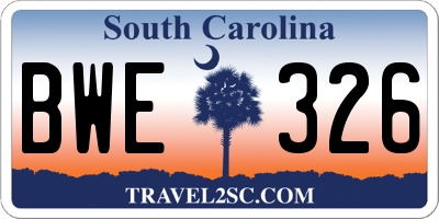 SC license plate BWE326