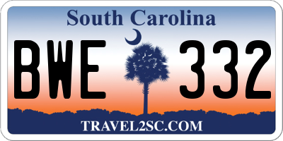 SC license plate BWE332