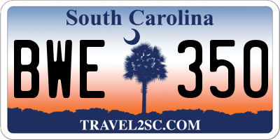 SC license plate BWE350