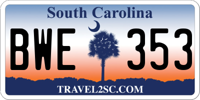 SC license plate BWE353