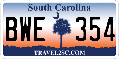 SC license plate BWE354