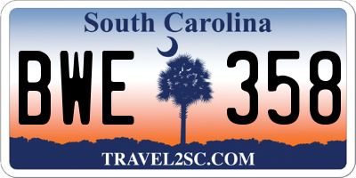 SC license plate BWE358