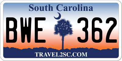SC license plate BWE362