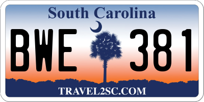 SC license plate BWE381