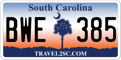 SC license plate BWE385