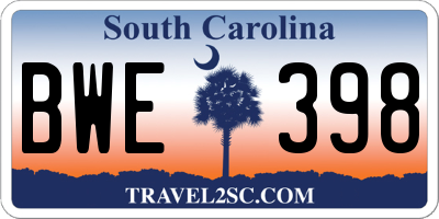 SC license plate BWE398