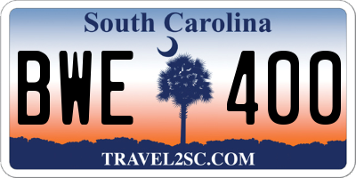 SC license plate BWE400