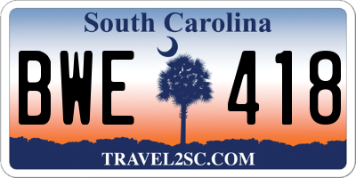 SC license plate BWE418