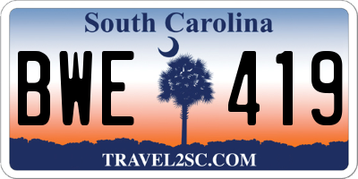 SC license plate BWE419