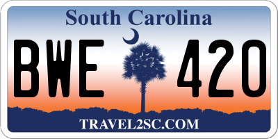 SC license plate BWE420