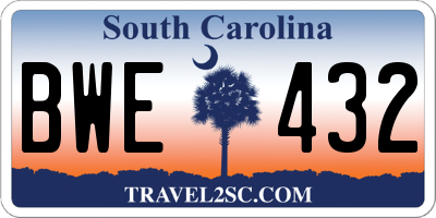 SC license plate BWE432