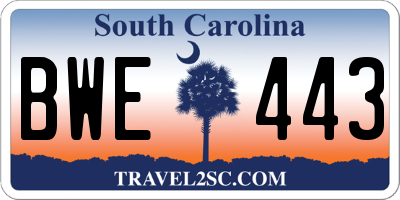 SC license plate BWE443