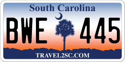 SC license plate BWE445