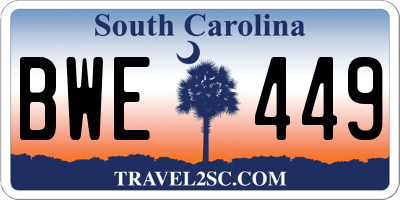 SC license plate BWE449