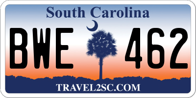 SC license plate BWE462
