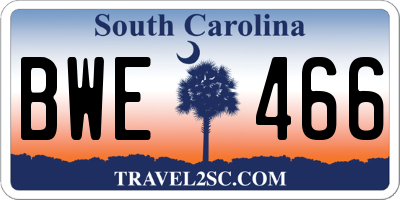 SC license plate BWE466