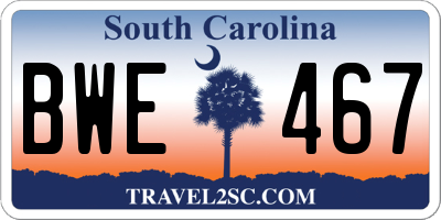 SC license plate BWE467