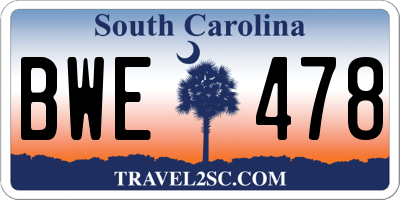 SC license plate BWE478