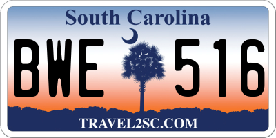 SC license plate BWE516