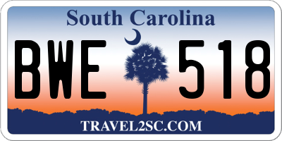SC license plate BWE518