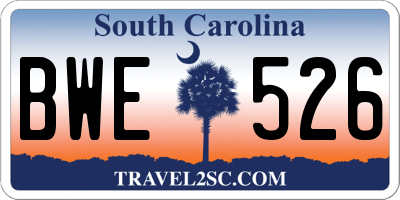 SC license plate BWE526