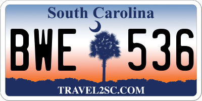 SC license plate BWE536