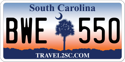 SC license plate BWE550