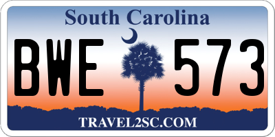 SC license plate BWE573