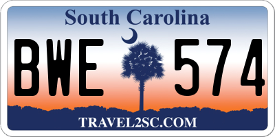 SC license plate BWE574