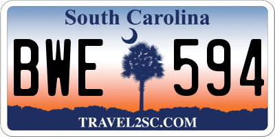 SC license plate BWE594