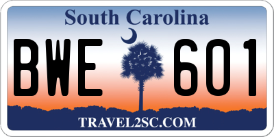 SC license plate BWE601