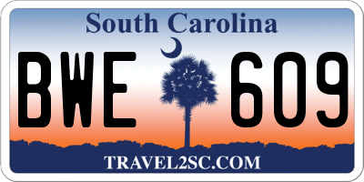 SC license plate BWE609