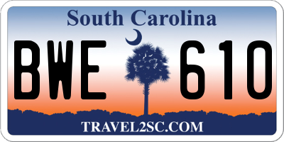 SC license plate BWE610