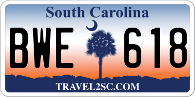 SC license plate BWE618
