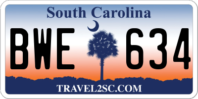 SC license plate BWE634