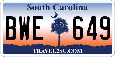 SC license plate BWE649