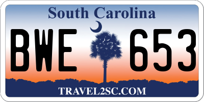 SC license plate BWE653