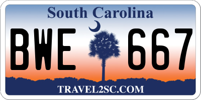 SC license plate BWE667