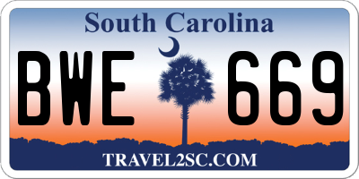 SC license plate BWE669