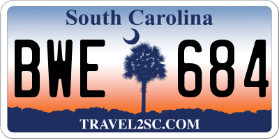 SC license plate BWE684